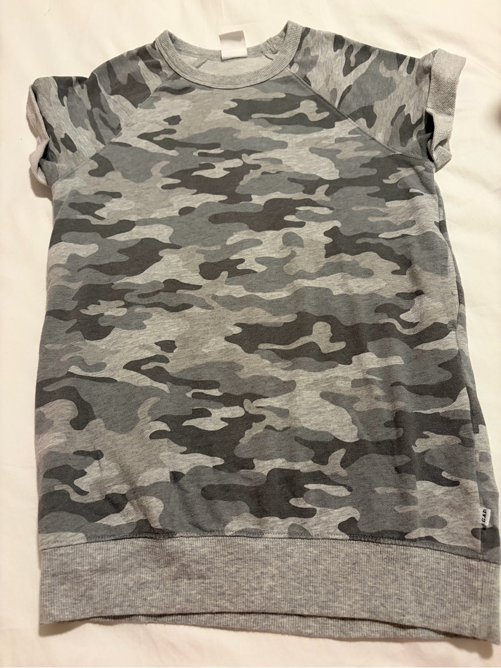 GAP Kids Gray Camo Short Sleeve Top/Tunic